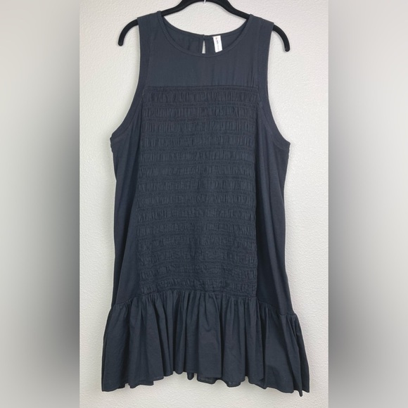 Daily Practice by Anthropologie Women's XL Prix Smocked Dress Drop Waist Black - Picture 3 of 16